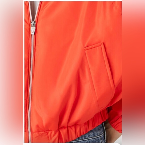 Forever 21 Orange Cropped Bomber Jacket - Picture 5 of 14